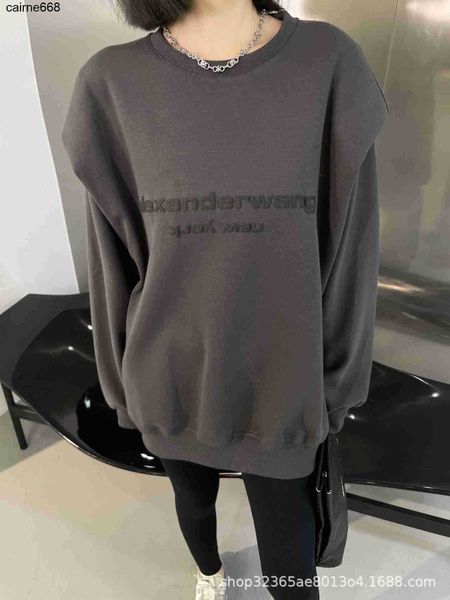 

women's hoodies designer sweatshirts autumn new fashion cool alexanders casual fashionable shoulder pad letter print wangs, Black