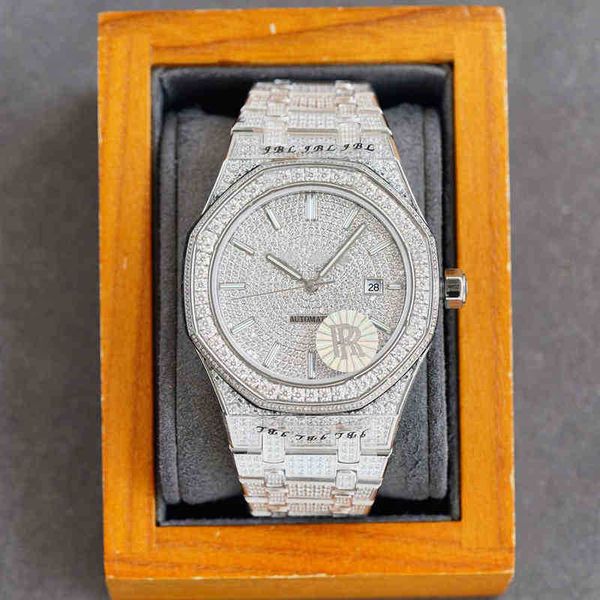 

handmade of diamonds watch mens automatic mechanical watch 40mm with steel ladi busins wristwatch 2022, Slivery;brown