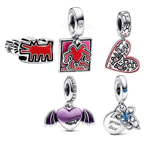 

s925 silver beads charm pendant diy heart line fashion jewelry fit pandora bracelet new style, Bronze;silver