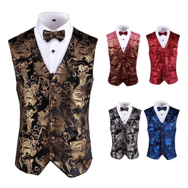 

men's vests fashion casual business fishing vest pineapple print dress european and american sizes xxl, Black;white