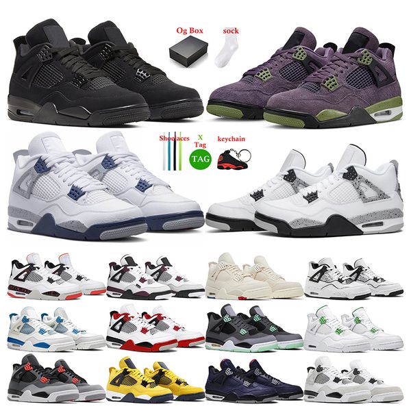 

designer basketball shoes 4s university blue black cat white cement womens mens trainer sports sneakers
