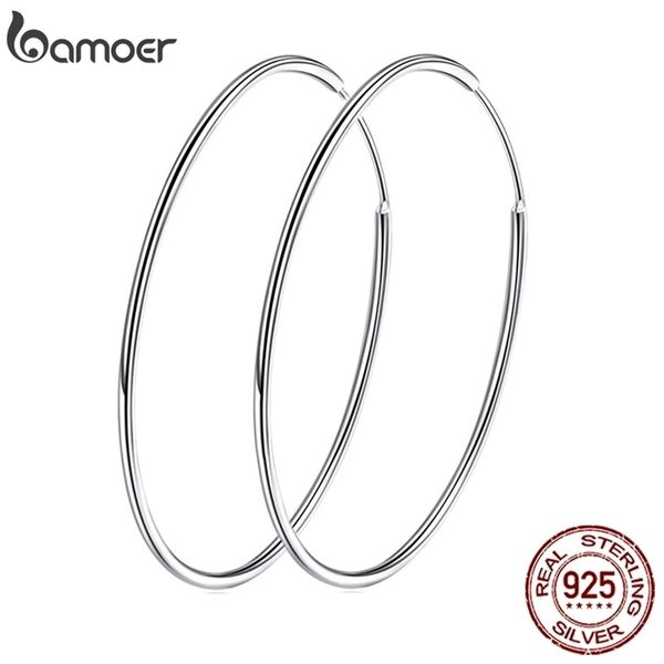 

hoop huggie 925 sterling silver large earrings circle endless big s earring 30/40mm for women girls 221010, Golden;silver