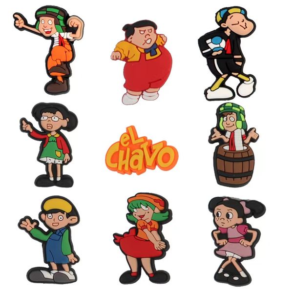 

wholesale high grade soft pvc el chavo y la chilindrina croc charms mexican shoe charms, White;pink