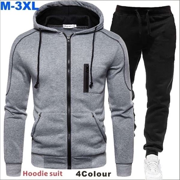 

mens tracksuits mens personality twopiece fashionable zipper printed hoodie trousers warm sportswear in autumn and winter 221010, Gray