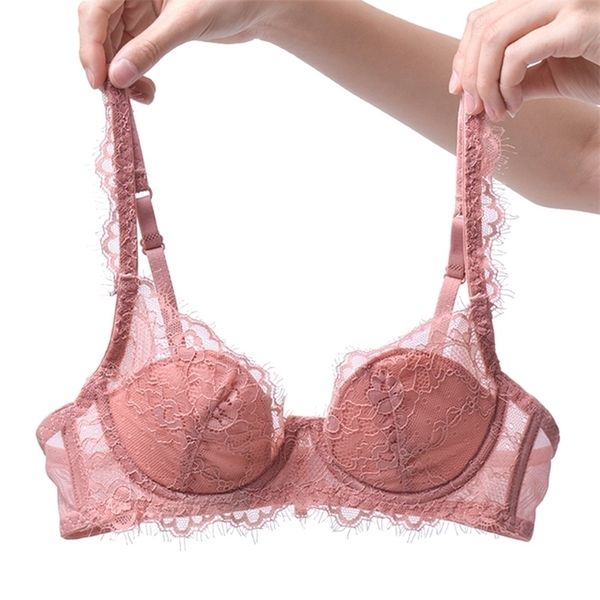

bras sets floral pink lace underwear women bra set plus size ultra thin underwire push up and panties female lingerie a b c d e 221010, Red;black