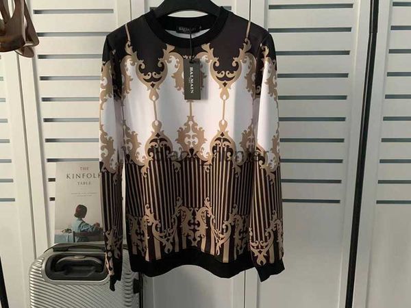 

men's sweaters balman designer new digital print striped gold black white pullover lovers fashion brand luxury jumper, White;black