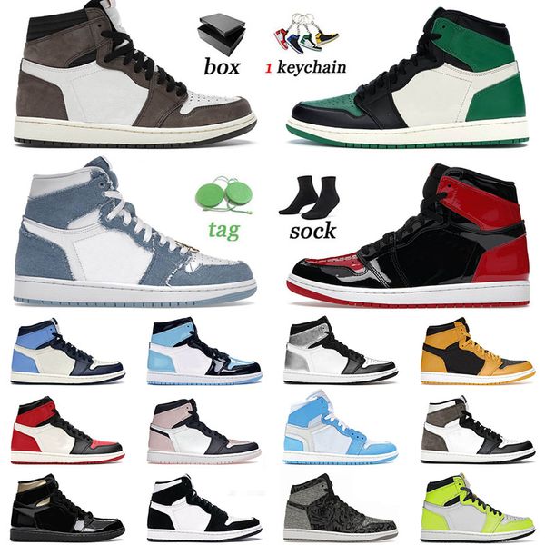 

designer mens basketball shoes 1 1s jumpman bred patent black phantom heirloom dark marina blue bubble gum twist chicago men women trainers