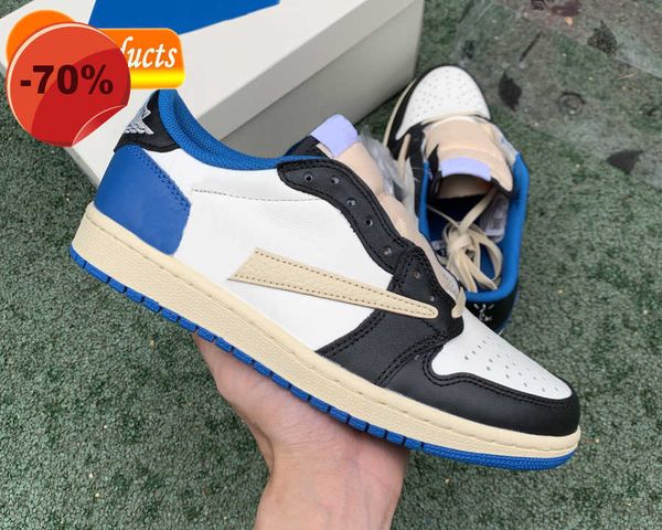 

travis scotts x jumpman 1 low basketball shoes 1s fragment grade version with plastic case mens military blue luxurys designers port