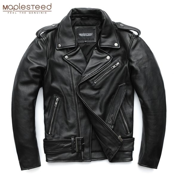 

men's leather faux maplesteed classical motorcycle jackets men 100% natural cowhide thick moto winter sleeve 6167cm 6xl m192 221010, Black