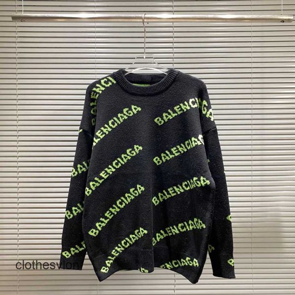 

women's autumn women sweater balenciga men's designer winter 2022 fashion brand knitted crew neck letter jacquard casual loose uyz, White;black