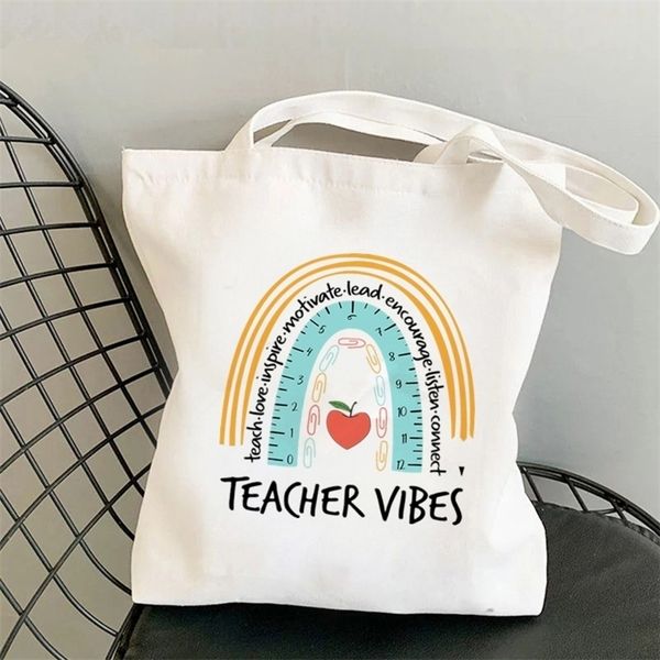 

shopping bags eco women shoulder rainbow teacher fashion female handbag canvas bag casual large ladies travel 221010