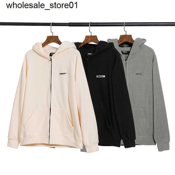 

new men's jackets designer essential fleece zipper fashion brand streetwear hoodie, Black;brown