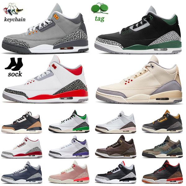 

fashion j 3s basketball shoes men women jumpman 3s sneakers with socks lucky green cool grey fire red cardinal blackcats retroes jogging tra