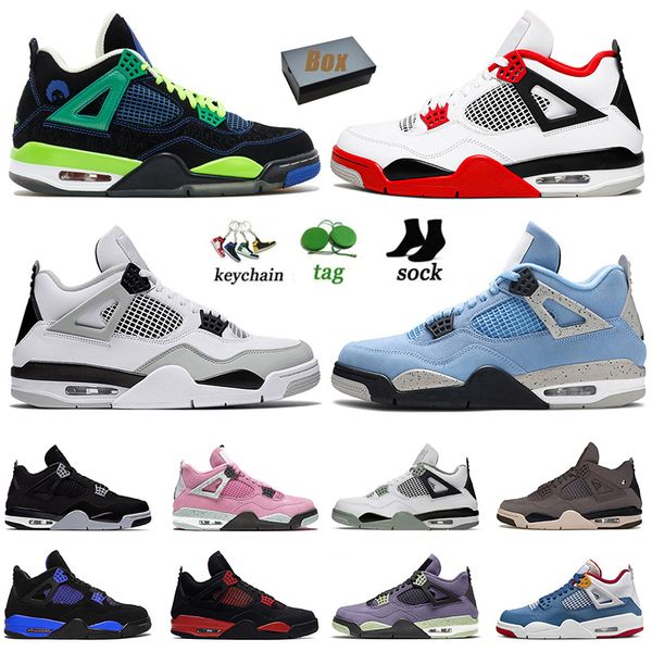

jumpman 4s with box j basketball shoes 4 designer j4s fire red thunder doernbecher military black cat unc white oreo sail taupe haze men wom