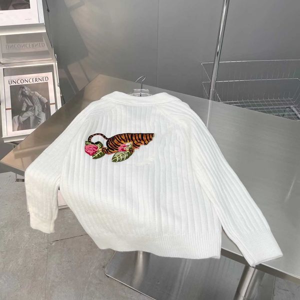 

women's blouses & shirts autumn and winter new embroidery animal v-neck casual solid color knitted sweater western style don't pic, White