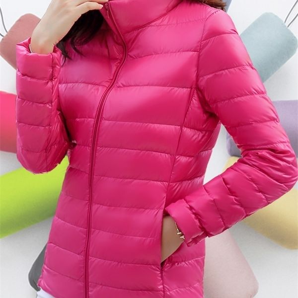 

womens vests womens winter coat ultra light down jacket white duck down jacket long sleeve warm coat parka female solid portable outwear 221, Black;white