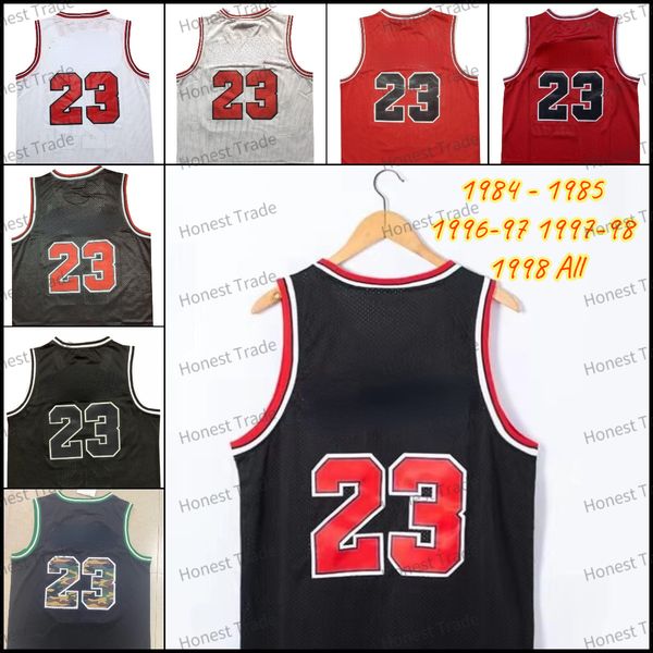

retro basketball jersey no.23 red black camo stitched mens vintage jerseys mesh 1997-98 96-97 m&n, Black;red