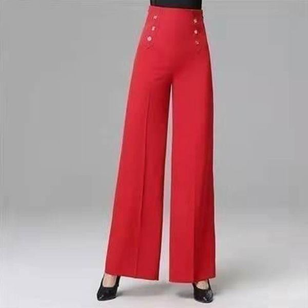 

women's pants s office all match solid wide leg double breasted high waist fashion elegant women spring autumn casual straight trousers, Black;white