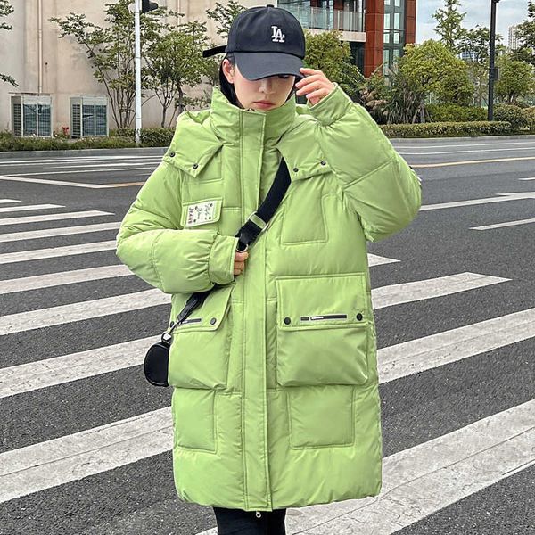 

women's down parkas 2022 winter new padded coat women's thickened loose warm coat mid-length bread coat winter hooded women's, Black