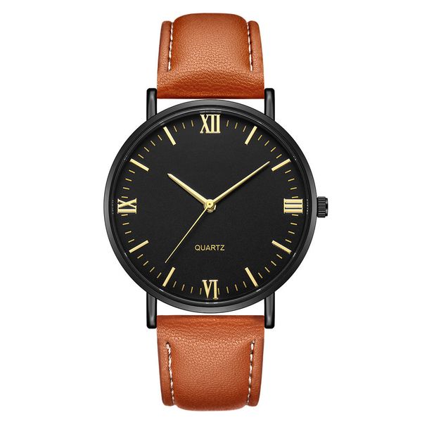 

mens watches leather strap business wriswatches fashion watch birthday gifts luxury watches, Slivery;brown
