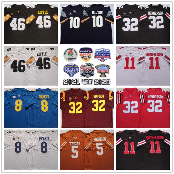 

ncaa college football jersey texas longhorns bijan robinson kenny pickett iowa hawkeyes george kittle, Black