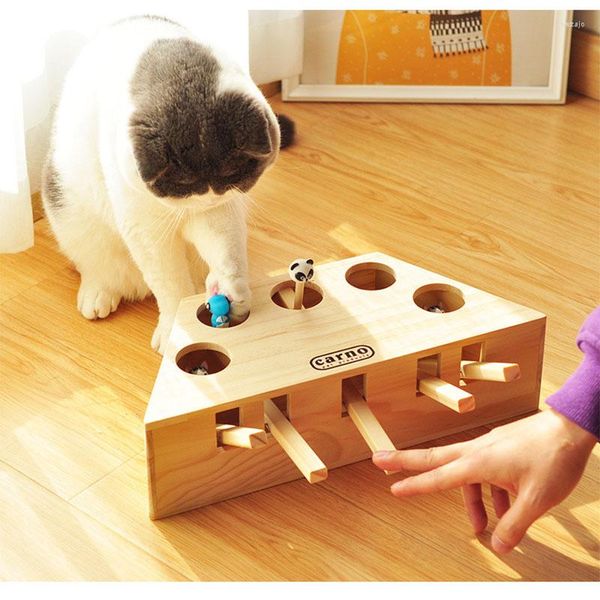

Toys Cat Funny Puzzle Solid Wooden Whack A Mole Game Interactive Catch Hunt Mouse Games Kitten Cats Toy Goods Triangle ch s s