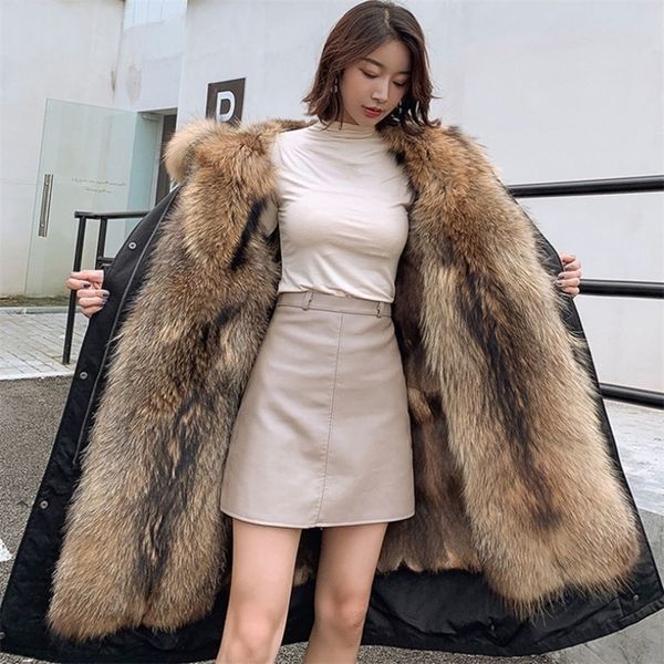 

womens down parkas winter coat women mid long parkas thickening detachable imitation fur coat winter parkas winter clothes women fashion coa, Black