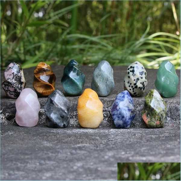 

stone mini torch statue natural stone carved decoration quartz hand polished healing crystal reiki trinket gift room ornament drop de dhwph, Black
