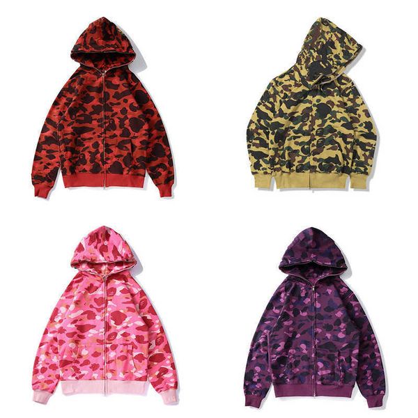 

designer men hoodies man sweatshirt full zip up blue hoodie for woman hip hop black shark camouflage jacket hoody hooded womens warm long