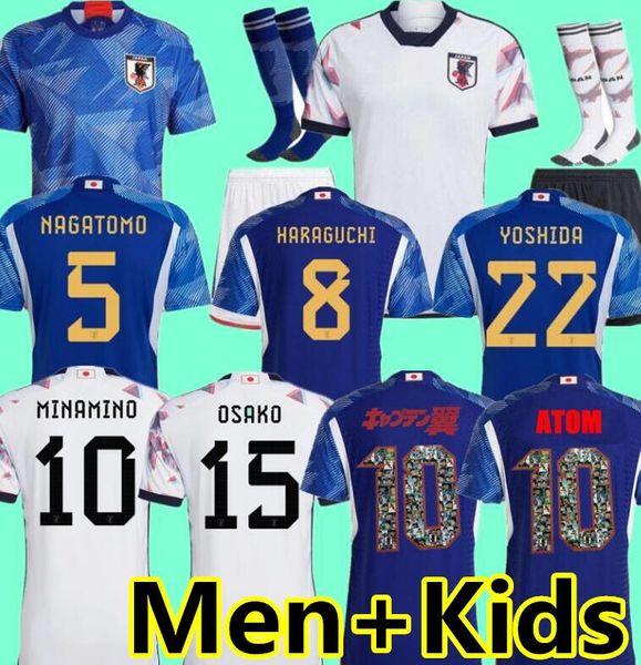 

2022 japan soccer jersey nagatomo captain tsubasa shirt atom 2023 football shirt haraguchi kubo shibasaki ito yoshida kamada minamino japane, Black;yellow