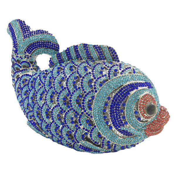 

evening bags women fish crystal clutch evening purse wedding party bridal minaudiere handbag mini size light blue 221010