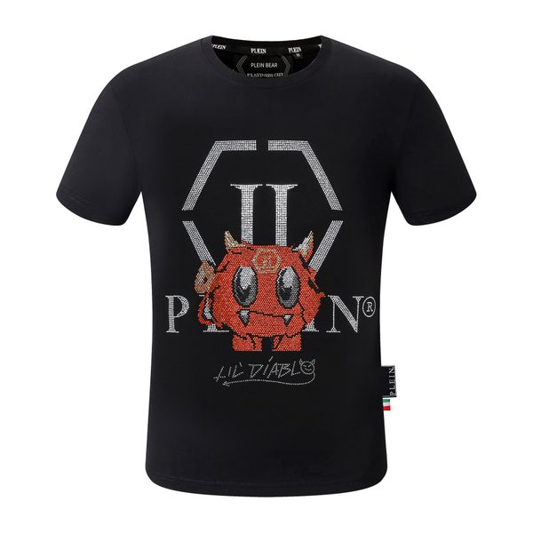 

plein bear t shirt mens designer tshirts brand clothing rhinestone pp skull men t-shirt round neck ss stones classical hip hop streetwear ts, White;black