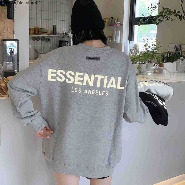

men's hoodies designer sweatshirts essential winter pullover round neck letter reflective male female lovers' fashion sweater, Black