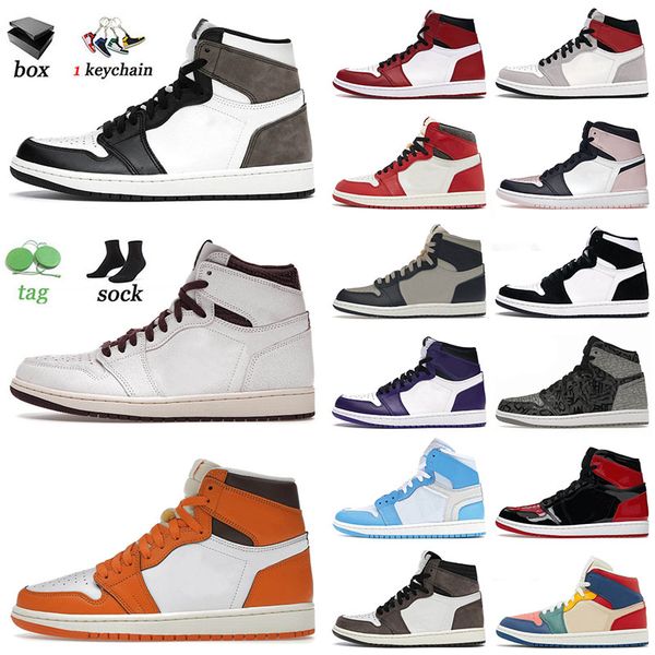 

original mens basketball shoes 1 1s high dark mocha starfish a ma maniere denim hyper royal twist bred toe twist men women retro trainers sn