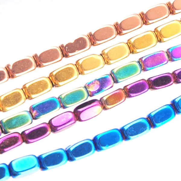 

wojiaer rectangle cuboid coffee hematite materials stone spacer loose beads for jewelry making diy bracelets accessories bl315, Black