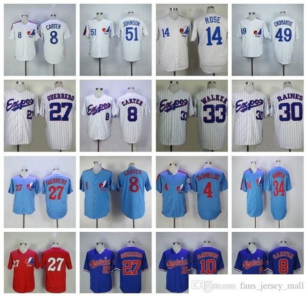

baseball 8 gary carter montreal expos 10 andre dawson jerseys 27 vladimir guerrero 30 tim raines 45 pedro martinez 34 harper 37 steve, Black