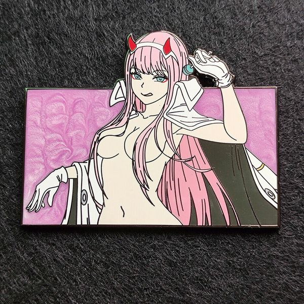 

brooch anime darling in the franxx /zero two metal badge pin collectible, Gray