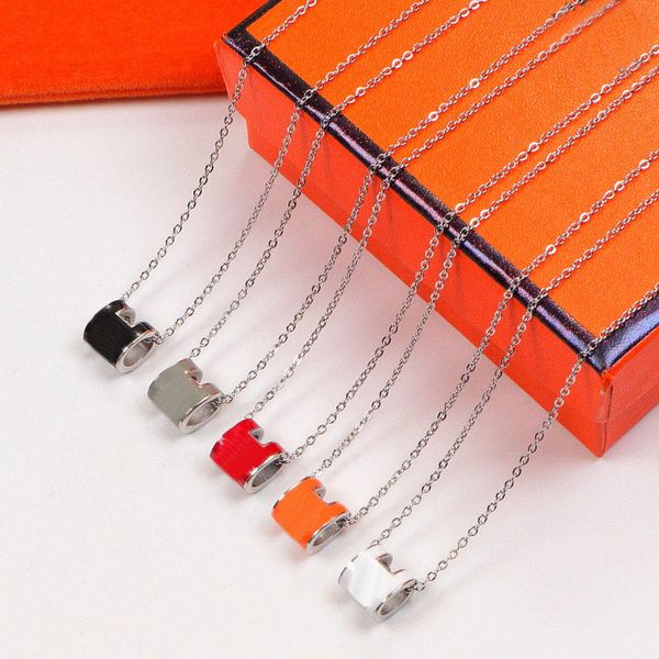 

h designer silver necklaces letter enamel pendantes necklace luxury fashion colorful necklace classic couple pendant wedding party jewelry a