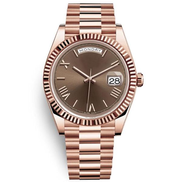 

mens luxury watch watch montre de luxe president day date gold perpetual automatic movement watches lady girl stainless steel women watchs f, Slivery;brown