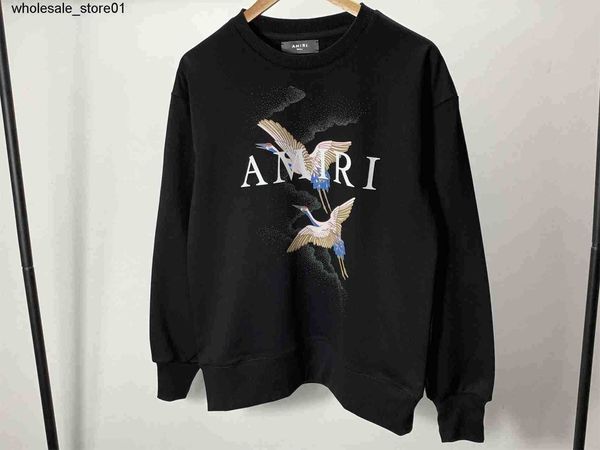 

new men's hoodies designer sweatshirts amirs letter round neck fashion streetwear sweater, Black