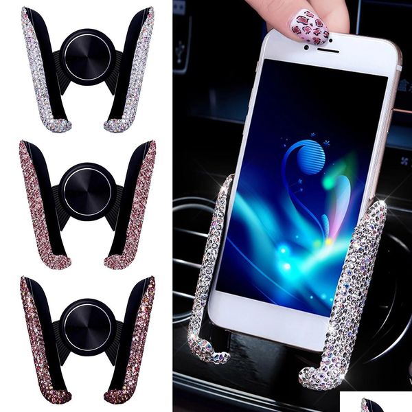 

car holder car phone holder women diamond crystal air vent mount mobile stand in bracket interior accessories drop delivery 2022 mobi dhkpy