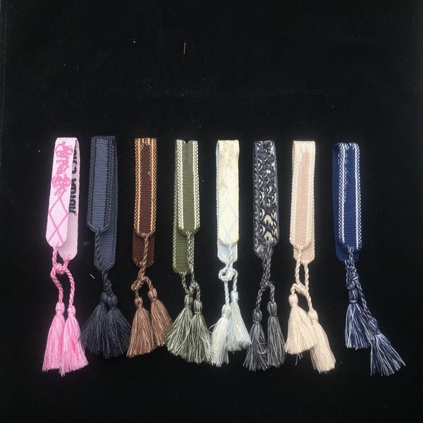 

new cotton woven letter embroidery tassel bangle lace-up bracelet adjustable festival bracelets brand designer jewelry247a, Black