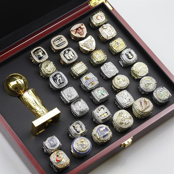 

1968 to 2020 basketball team champions championship ring set with wooden box souvenir men women boy fan brithday gift 2021 hip hop278k, Golden;silver