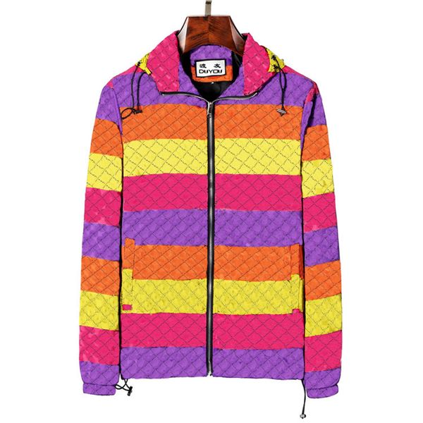 

mens jackets thin windbreaker zip hooded stripe outerwear quality hip hop designer coats armband fashion spring and autumn parkas size m-3xl, Black;brown