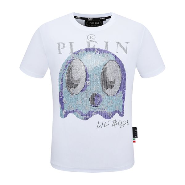 

plein bear t shirt mens designer tshirts brand clothing rhinestone pp skull men t-shirt round neck ss stones classical hip hop streetwear ts, White;black