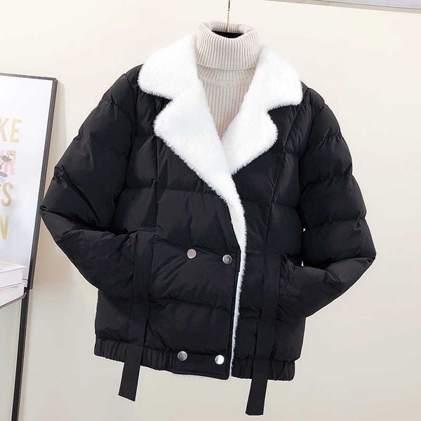 

women's down parkas 2022 autumn winter new down padded jacket women overcoat fashion loose warm parka female outwear double breasted ja, Black