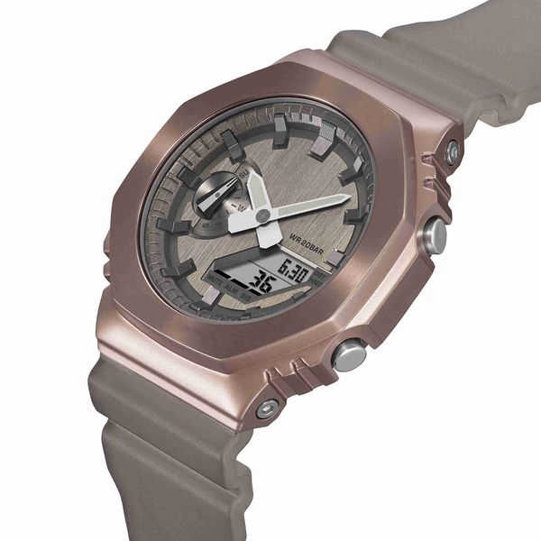 

iced out watch digital sport men's quartz gm watch led automatic hand lamp alloy dial waterproof 2100 oak watch, Slivery;brown