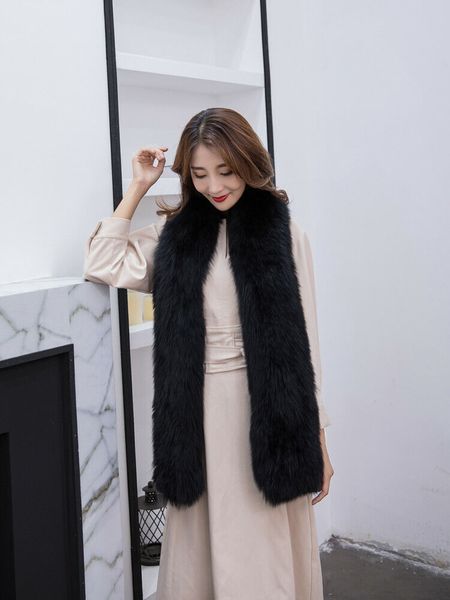 

scarf women fox fur circle neckerchief winter warm fluffy soft wine red, Blue;gray
