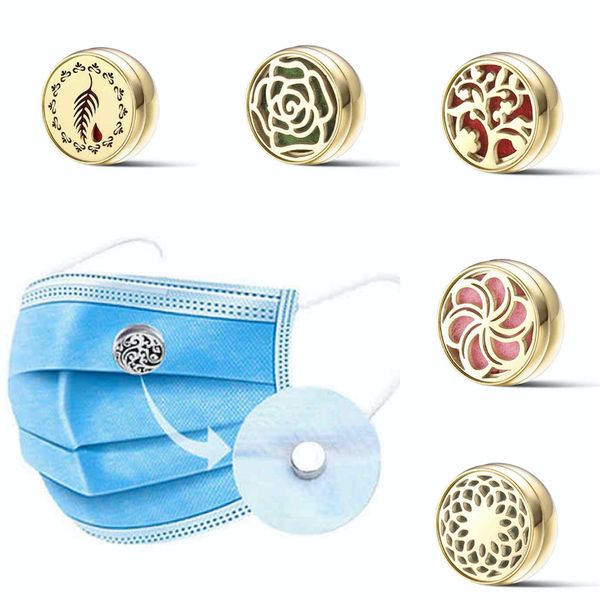 

essential oil diffuser lockets for face mask incense magnetic clip aromatherapy locket air freshener stainless steel buckle gold color