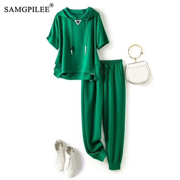 

women's two piece pants set of two fashion pieces for wome comfortable stretch air cotton hooded sweater casual pants sports 2 piece se, White